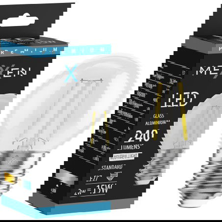 Mexen Vintis LED filamentinė lemputė E27, G45, 2W, Neutralus - 4000K, 240 lm, skaidri - L156-E14-0227-00 - L156-E27-0240-00