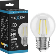 Mexen Vintis LED siūlelio lemputė E27, G45, 2W, Neutralus - 4000K, 240 lm, skaidri - L156-E27-0227-00 - L156-E27-0240-00
