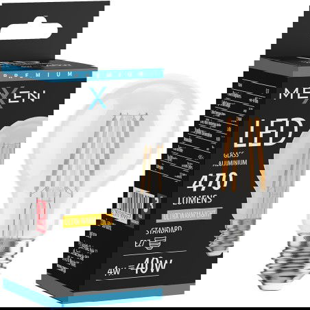 Mexen Vintis LED kaitinamosios lemputės E27, A60, 4W, Šilta - 2200K, 470 lm, skaidri - L150-E27-0422-00