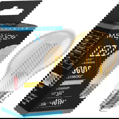 Mexen Vintis LED siūlelio lemputė E27, A60, 6W, Šilta - 2200K, 600 lm, gintarinė - L150-E27-0622-50