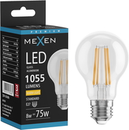 Mexen Vintis LED kaitinamoji lemputė E27, A60, 8W, Šilta - 2700K, 1055 lm, skaidri - L150-E27-0827-00
