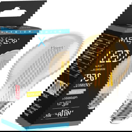 Mexen Vintis LED E27 gijų lemputė, A60, 8W, Šilta - 2700K, 750 lm, gintaro - L150-E27-0822-50 - L150-E27-0827-50