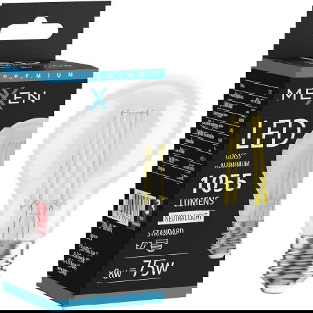 Mexen Vintis LED filamento lemputė E27, A60, 8W, Neutrali - 4000K, 1055 lm, skaidri - L150-E27-0840-00