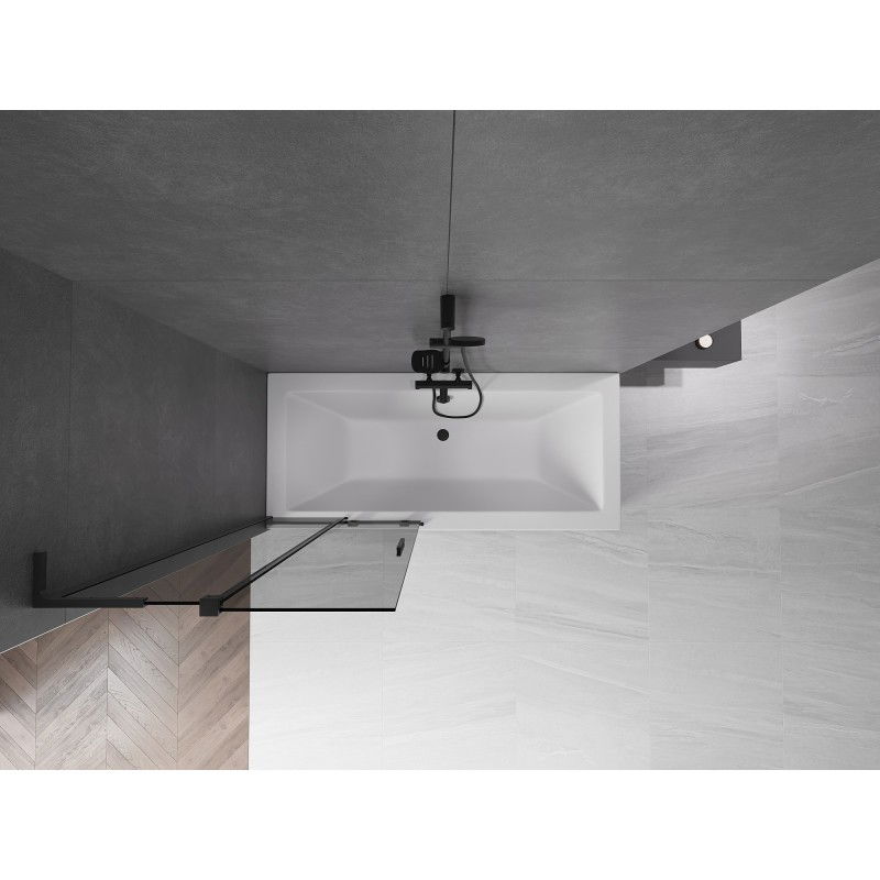 Mexen Velar L vonios ekrano siena 2 dalių stumdoma 80 x 150 cm, grafitas, juoda - 896-080-003-41-70