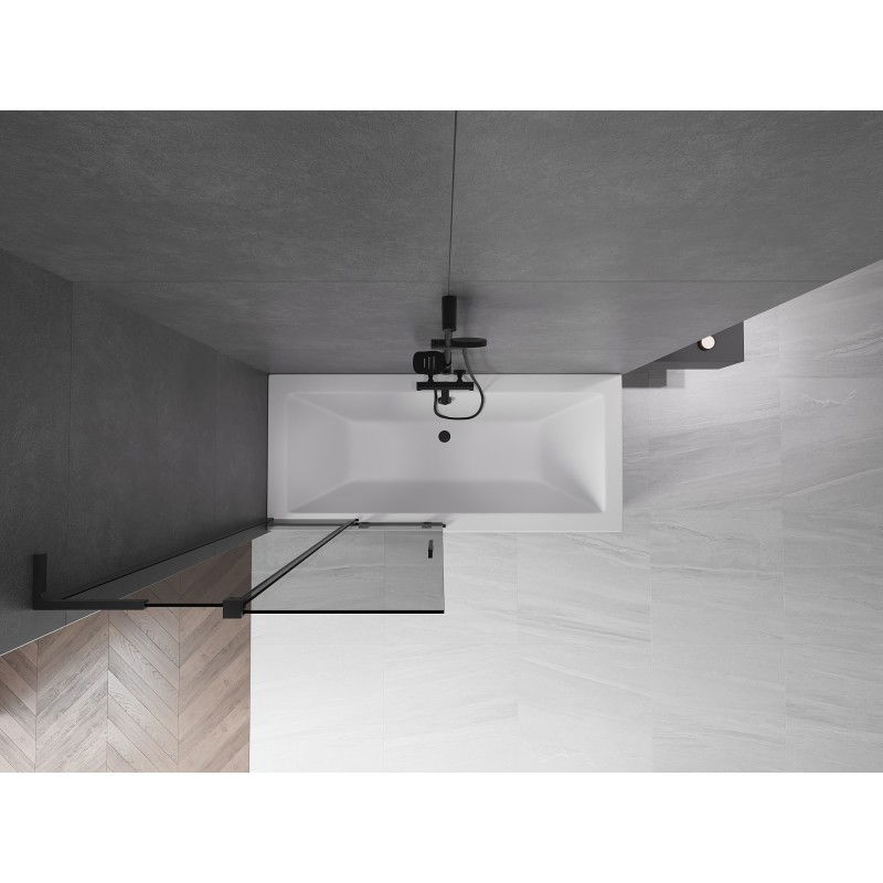 Mexen Velar L vonios užtvara, dviejų dalių stumdomas, 95 x 150 cm, grafitas, juodas - 896-095-003-41-70