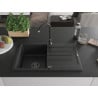 Mexen Bruno vienguba granitinė plautuvė su džiovykle 795 x 495 mm, Juoda, sifonas Juoda - 6513791010-77-B