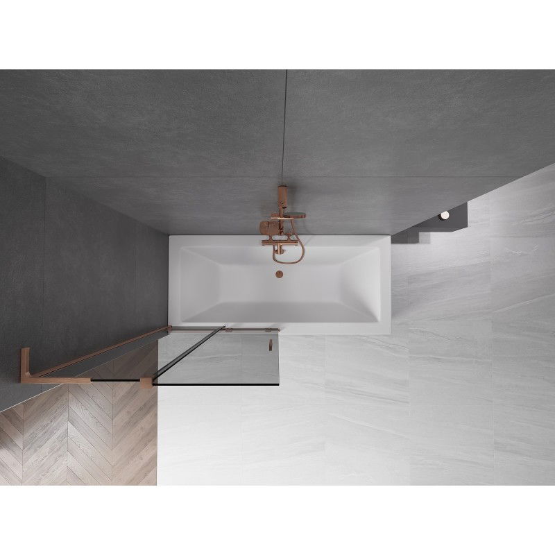 Mexen Velar L vonios sienelė 2 dalių slankiojanti 90 x 150 cm, grafitas, šlifuotas varis - 896-090-003-41-65