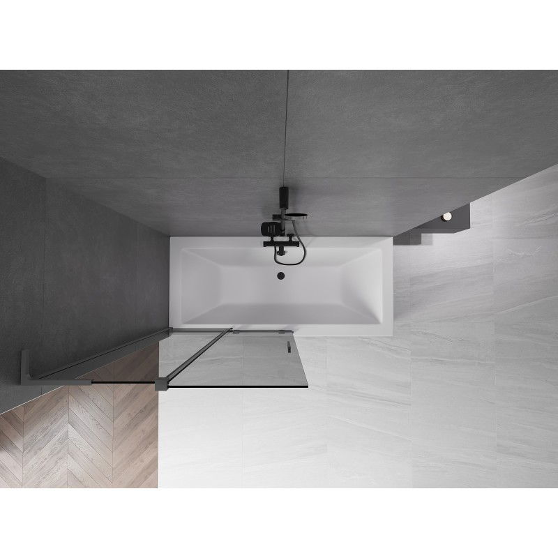 Mexen Velar L vonios ekranas 2-dalių, stumdomas 100 x 150 cm, grafitas, tamsus metalas - 896-100-003-41-95