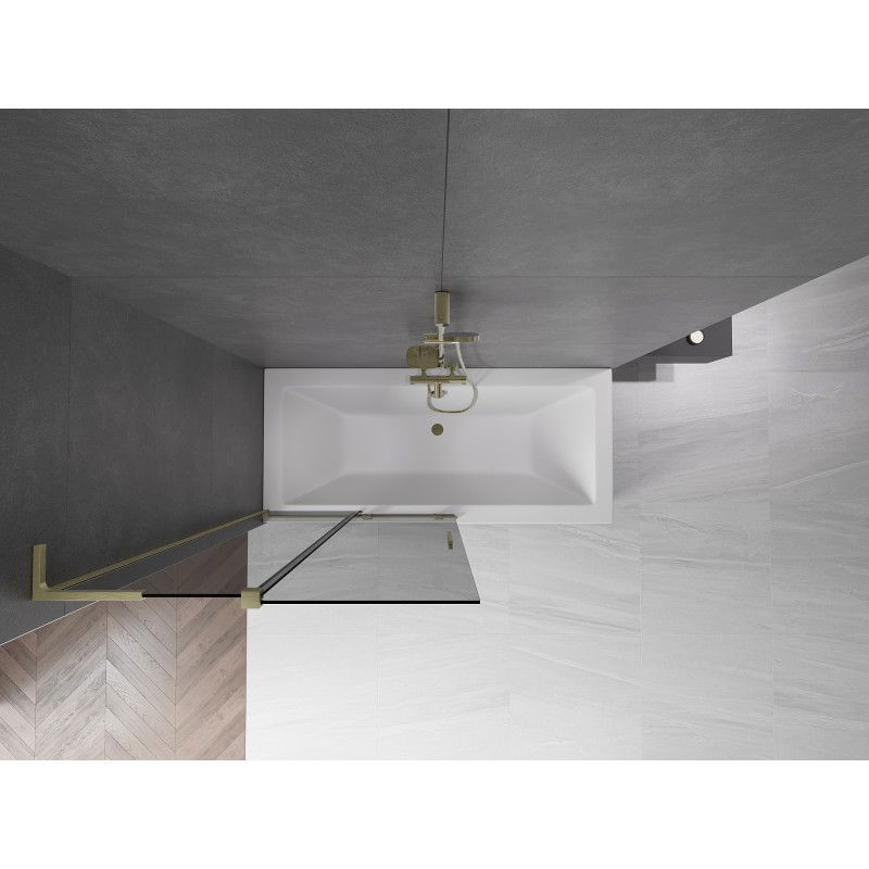 Mexen Velar L vonios ekrano dviejų durų, ištraukiamas 100 x 150 cm, grafitas, auksinis šepetys - 896-100-003-41-55