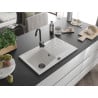 Mexen Cesar vienguba granitinė plautuvė su džiovykle 775 x 470 mm, Balta, sifonas Juoda - 6514771010-20-B