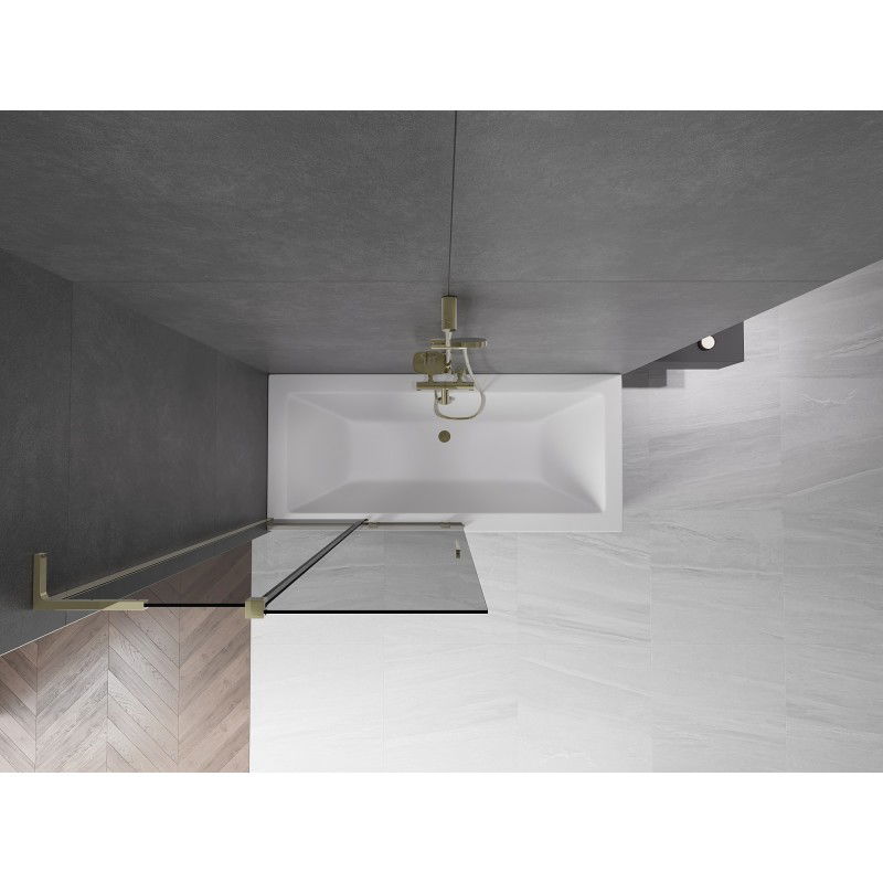 Mexen Velar L vonios užuolaida, 2 dalių, stumdomas 100 x 150 cm, grafitas, auksinis - 896-100-003-41-50