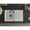 Mexen Cesar granitinė vienos kameros kriauklė su nusausinimo plokšte 775 x 470 mm, balta, juodas sifonas - 6514771010-20-B