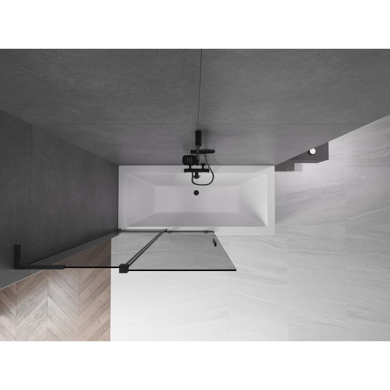 Mexen Velar L vonios sienelė, 2 dalių stumdomos durys, 110 x 150 cm, grafitas, juoda - 896-110-003-41-70