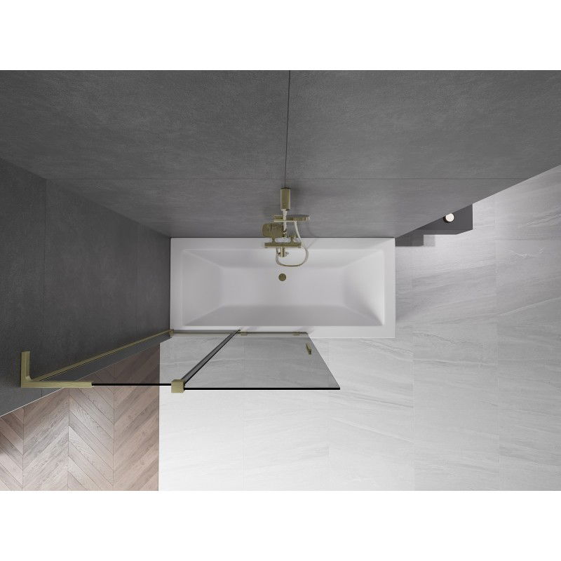 Mexen Velar L vonios sienelė su 2 stumdomais sparnais 110 x 150 cm, grafitas, šlifuotas auksas - 896-110-003-41-55