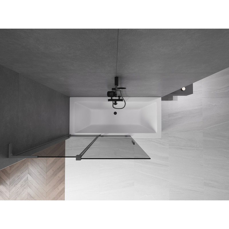 Mexen Velar L vonios sienelė su 2 stumdomais sparnais 120 x 150 cm, grafitas, ginklo metalas - 896-120-003-41-95