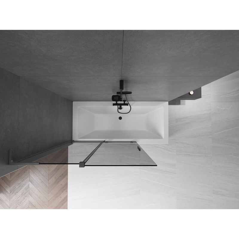 Mexen Velar L vonios sienelė 2-dalių slankiojanti 120 x 150 cm, grafitas, šlifuotas ginklų pilkumas - 896-120-003-41-66