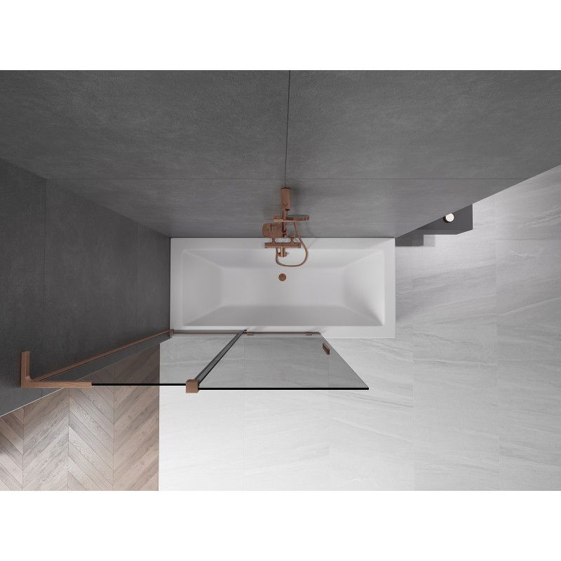 Mexen Velar L vonios pertvara, dviejų varčių slankiojanti, 120 x 150 cm, grafitas, šlifuotas varis - 896-120-003-41-65