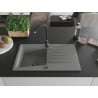 Mexen Cesar vienguba granitinė plautuvė su džiovykle 775 x 470 mm, Pilka, sifonas Juoda - 6514771010-71-B