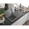 Mexen Cesar vienguba granitinė plautuvė su džiovykle 775 x 470 mm, Pilka, sifonas Juoda - 6514771010-71-B