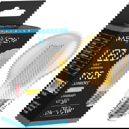 Mexen Vintis LED filamento lemputė E27, A60, 12W, Šilta - 2700K, 1125 lm, gintarinė - L150-E27-1227-50