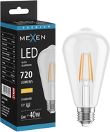 Mexen Vintis LED filamentinė lemputė E27, ST64, 6W, Šilta - 2700K, 720 lm, skaidri - L152-E27-0627-00