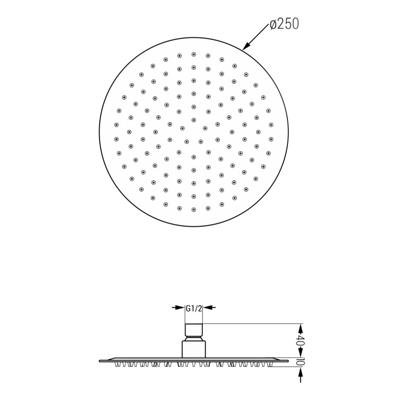 Mexen Slim lietaus dušas 25 cm, šešėlinė pilka šukuota - 79225-66