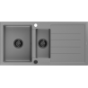 Mexen Andres granitinė 1,5 kamerų kriauklė su nutekėjimu 1000 x 500 mm, pilka, juodas sifonas - 6515101510-71-B