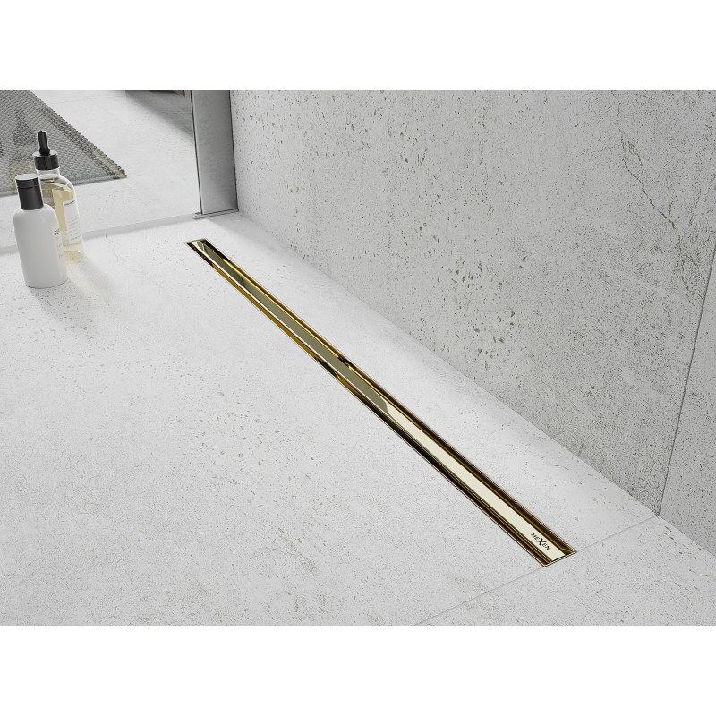 Mexen Flat 360° Slim 100 cm ilgio, auksinis besisukantis linijinis trapas - 1541100