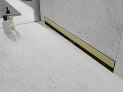 Mexen Flat Wall sieninė linijinė nuotekų sistema 2-in-1 110 cm, šlifuotas auksas - 1A30110