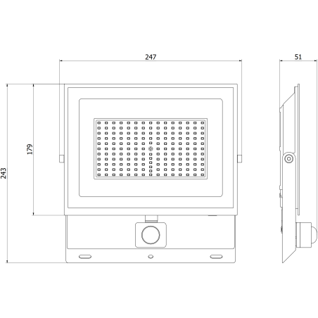 Mexen Luxpro LED prožektorius su judesio jutikliu, 100W, Šaltas - 6500K, 9000 lm, juodas - L235-100-65-70