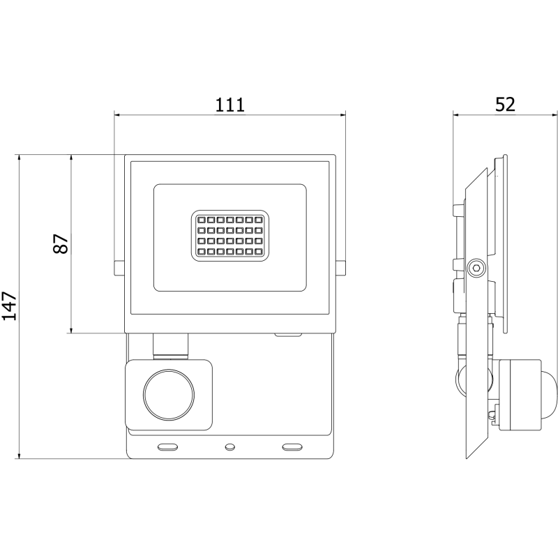 Mexen Luxpro+ LED prožektorius su judesio jutikliu, 20W, Šalta - 6500K, 2200 lm, baltas - L236-020-65-20