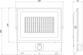 Mexen Luxpro+ LED prožektorius su judesio davikliu, 100W, Šalta - 6500K, 11000 lm, juoda - L236-070-65-70 - L236-100-65-70