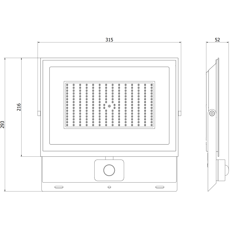 Mexen Luxpro+ LED prožektorius su judesio jutikliu, 150W, neutralus - 4000K, 16500 lm, juodas - L236-150-40-70