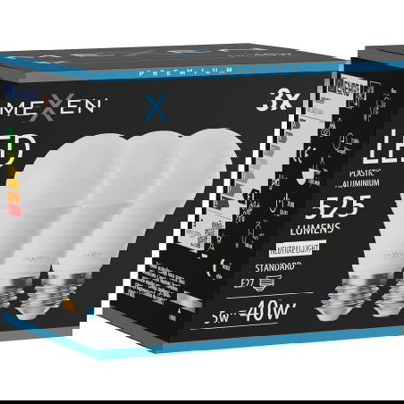 Mexen Nova 3x LED lemputė E27, A60, 5W, Neutrali - 4000K, 525 lm - L100-E27-0540-01x03