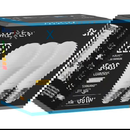 Mexen Nova 3x LED lemputė E27, A60, 8W, Šilta - 3000K, 840 lm - L100-E27-0830-01x03