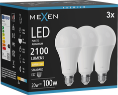 Mexen Nova 3x LED lemputė E27, A70, 20W, Šilta - 3000K, 2100 lm - L100-E27-2030-01x03