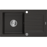 Mexen Pablo granitinė vienos kameros plautuvė su nutekėjimu 752 x 436 mm, juoda/auksinė metalizuota, chromuoto sifono