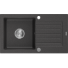 Mexen Pablo 1 skyriuje granito plautuvė su nutekėjimu 752 x 436 mm, juoda dėmėta, chromuotas sifonas - 6510751010-76