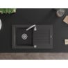 Mexen Pablo granitinė plautuvė 1 skyrelio su nusausinimo zona 752 x 436 mm, juoda su dėmėmis, chromuotas sifonas - 6510751010-7?
