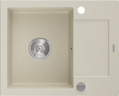 Mexen Enzo 1-jų skylių granito plautuvė su drenažu 576 x 465 mm, smėlio spalvos, chromuotas sifonas - 6506571005-69
