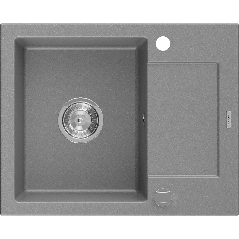 Mexen Enzo granitinis vienos sekcijos plautuvė su lašeliu 576 x 465 mm, pilka, chromo sifonas - 6506571005-71