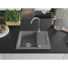 Mexen Enzo granitinė vienos kriauklės plautuvė su lašintuvu 576 x 465 mm, pilka, chromuotas sifonas - 6506571005-71