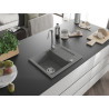 Mexen Enzo granitinė vienos kriauklės plautuvė su lašintuvu 576 x 465 mm, pilka, chromuotas sifonas - 6506571005-71