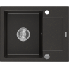 Mexen Enzo granitinė plautuvė su viena kamera ir drenažu 576 x 465 mm, juoda/auksinė metalika, chromuotas sifonas