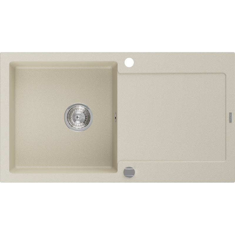 Mexen Leo granitinė vienos kameros plautuvė su nuvarvėjimu 900 x 500 mm, smėlio spalvos, chromuotas sifonas - 6501901010-69