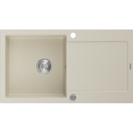 Mexen Leo granitinė vienos kameros plautuvė su nuvarvėjimu 900 x 500 mm, smėlio spalvos, chromuotas sifonas - 6501901010-69