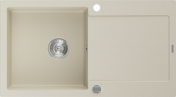 Mexen Leo granitinė vienos kameros plautuvė su nuvarvėjimu 900 x 500 mm, smėlio spalvos, chromuotas sifonas - 6501901010-69