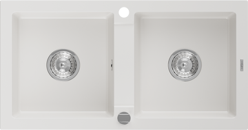 Mexen Mario dviguba granitinė plautuvė 820 x 436 mm, Balta - 6504822000-20