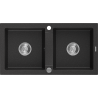 Mexen Mario 2 kamerų granito plautuvė 820 x 436 mm, juoda/sidabrinė metalika, chrominis sifonas - 6504822000-73
