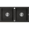 Mexen Mario dviguba granitinė plautuvė 820 x 436 mm, Juoda/Auksinė metallic - 6504822000-75